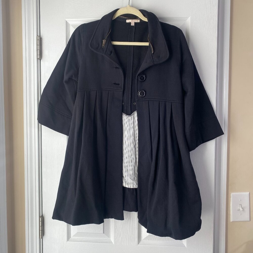 Closet | Dark Blue Pleated Pea Coat